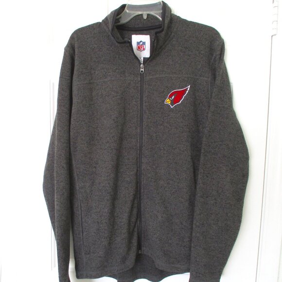 NFL Team Apparel Mens L/S Gray Fleece Full Zip Arizona Cardinals Sweater NWOT- M - Picture 1 of 2